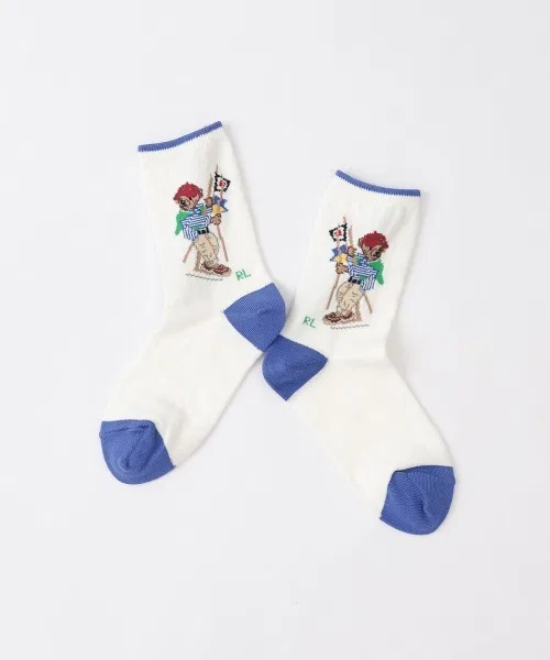 Детские носки с принтом Sailing Bear POLO RALPH LAUREN, Cobalt Blue — фото 3