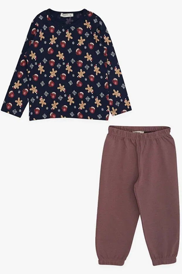 Детский комплект пижам с принтом Cookie Patterned Breeze, Navy Blue