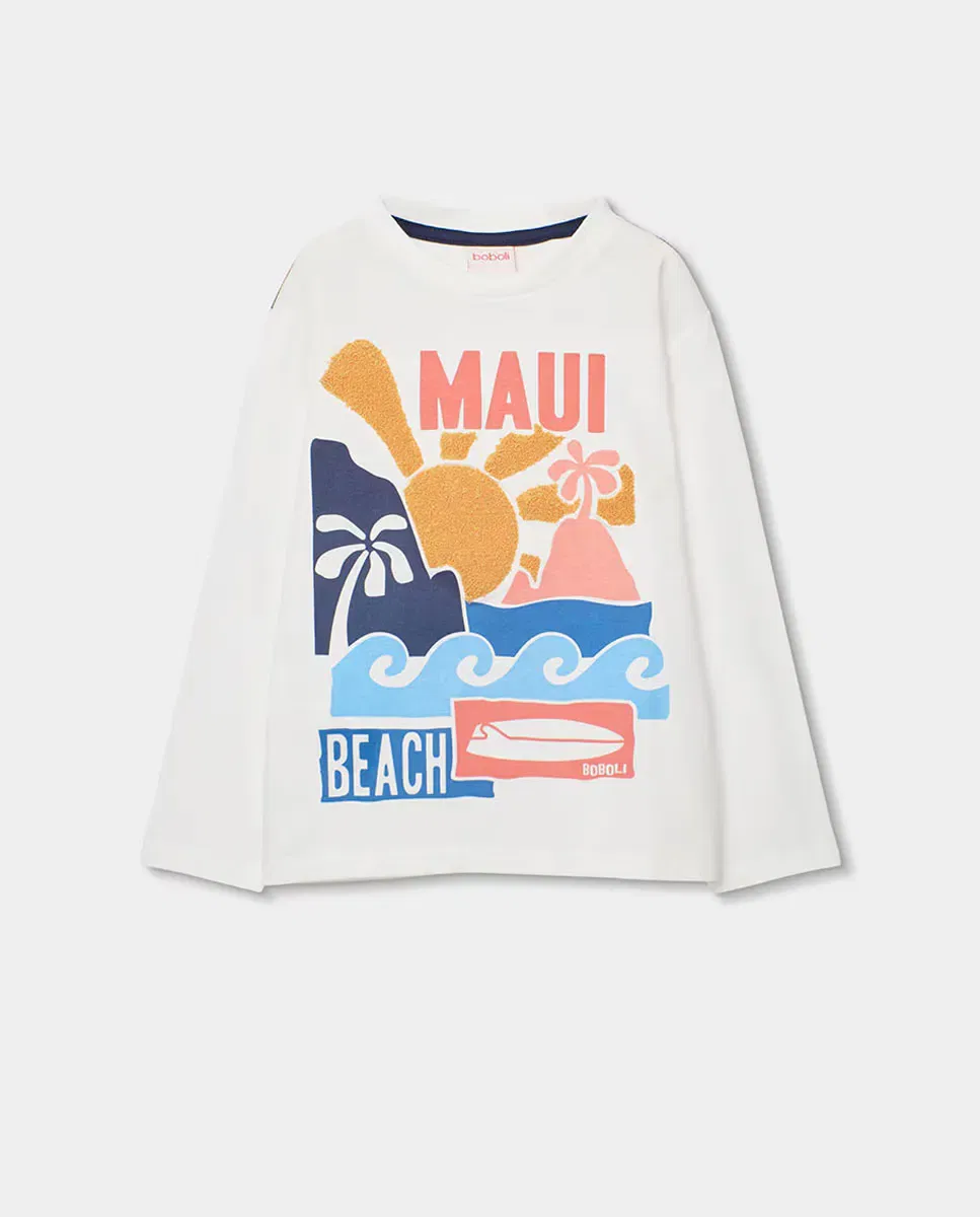 Детская футболка с длинным рукавом для мальчиков Boboli, Blanco / Serigrafiado