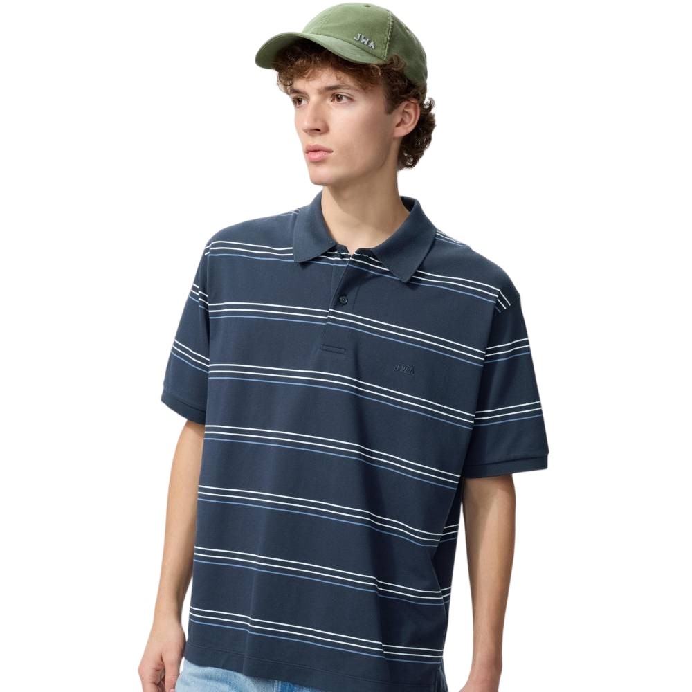Футболка-поло Uniqlo JW Anderson Dry Kanoko Border Unisex, 69 темно-синий