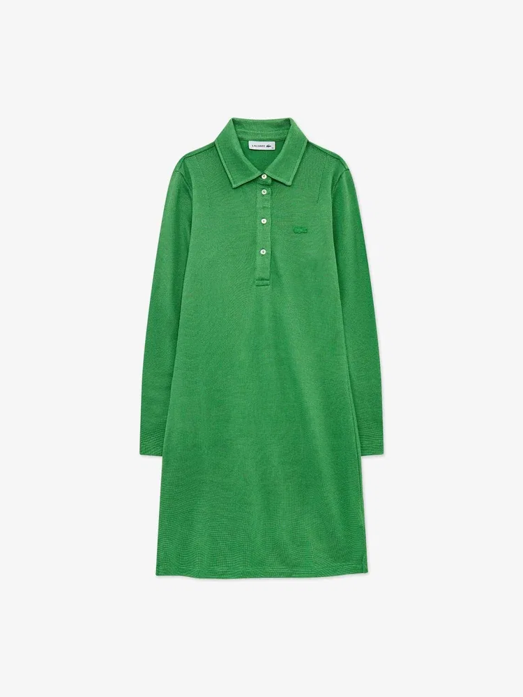 Платье пике LACOSTE Shiny Pique, яблочно-зеленое — фото 4