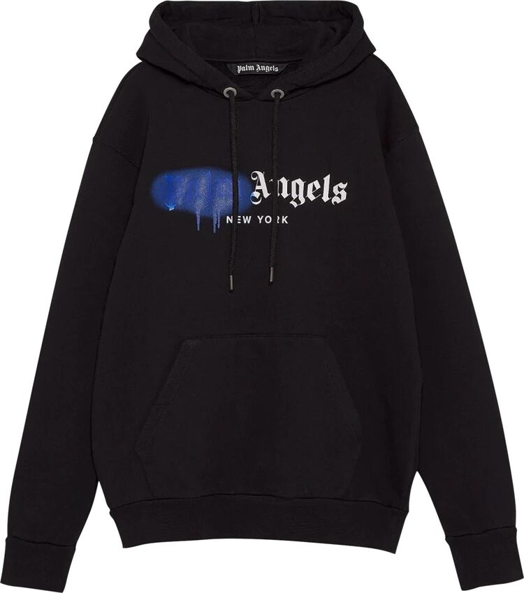 

Худи Palm Angels NY Sprayed Hoodie 'Black/Blue', черный