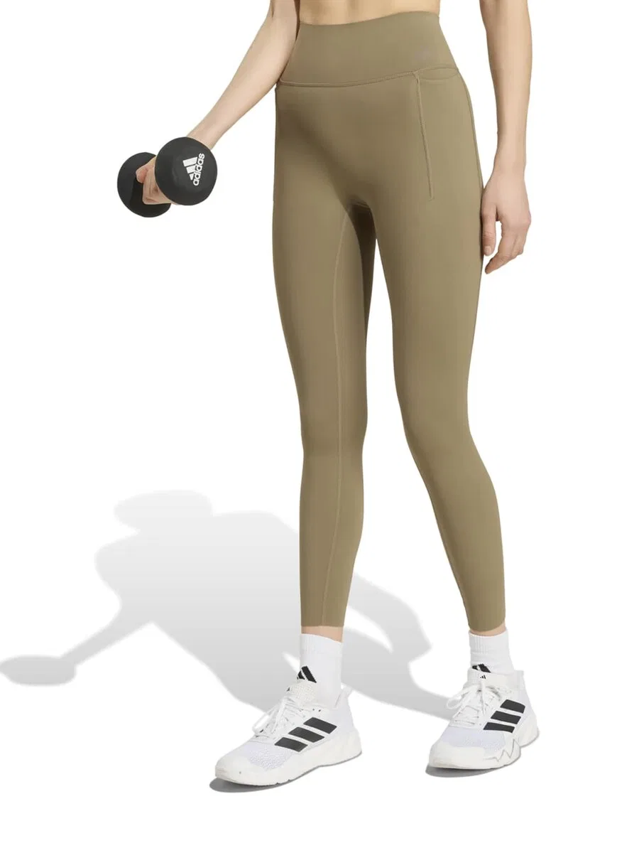 Спортивные брюки-скинни ADIDAS PERFORMANCE 'Optime Contour Workout Full Length' цвета хаки — фото 2
