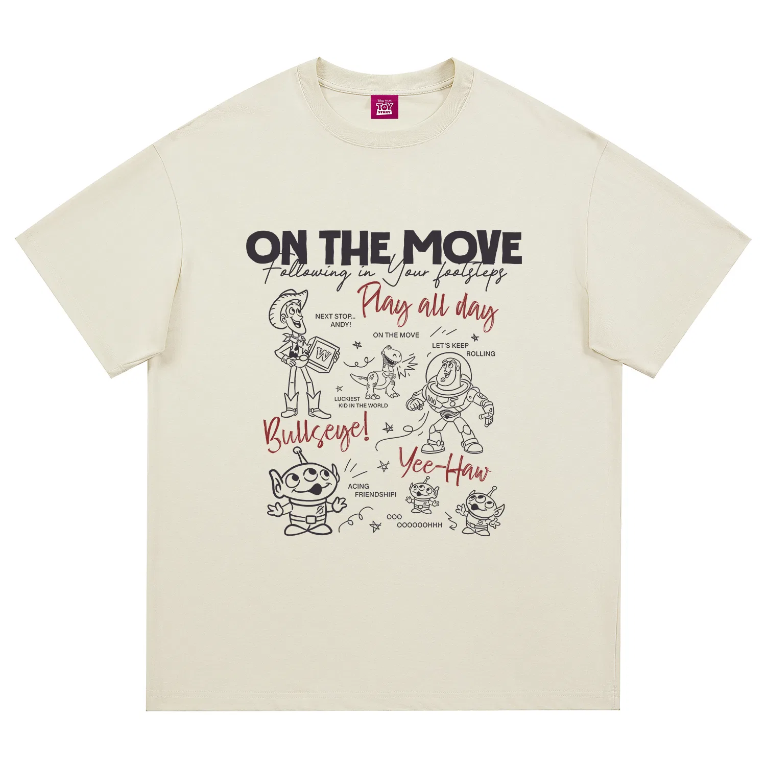 Детская футболка с принтом Disney Unisex Crew Neck Thin Straight Fit, Цвет Apricot