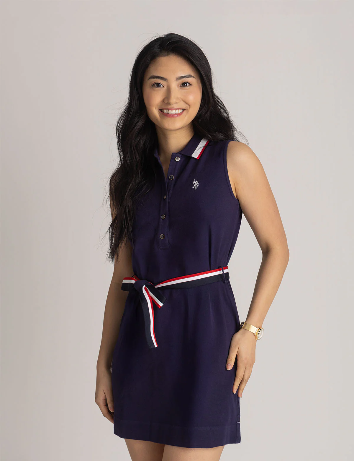 

Платье U.S. Polo Assn Sleeveless Signature Stripe Polo, темно-синий