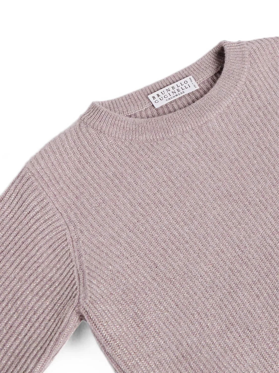 Свитер в рубчик Brunello Cucinelli Kids, розовый — фото 3