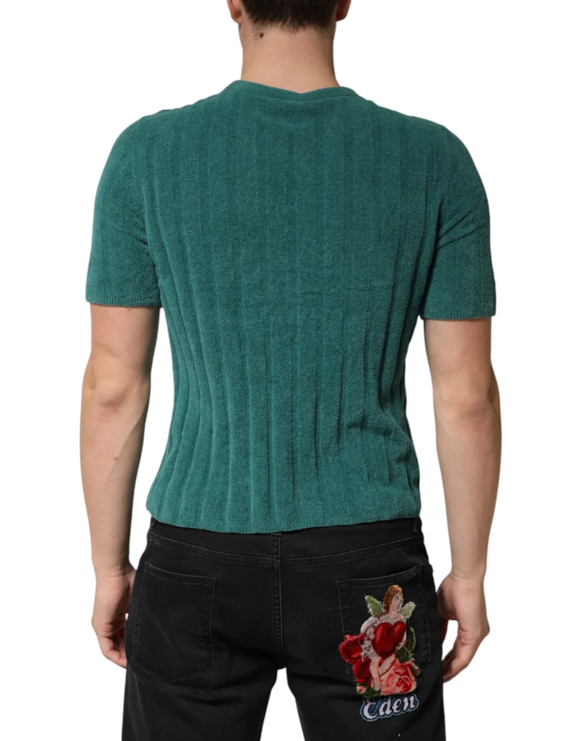 Мужская футболка с логотипом Crew Neck Dolce & Gabbana, Dark Green — фото 4