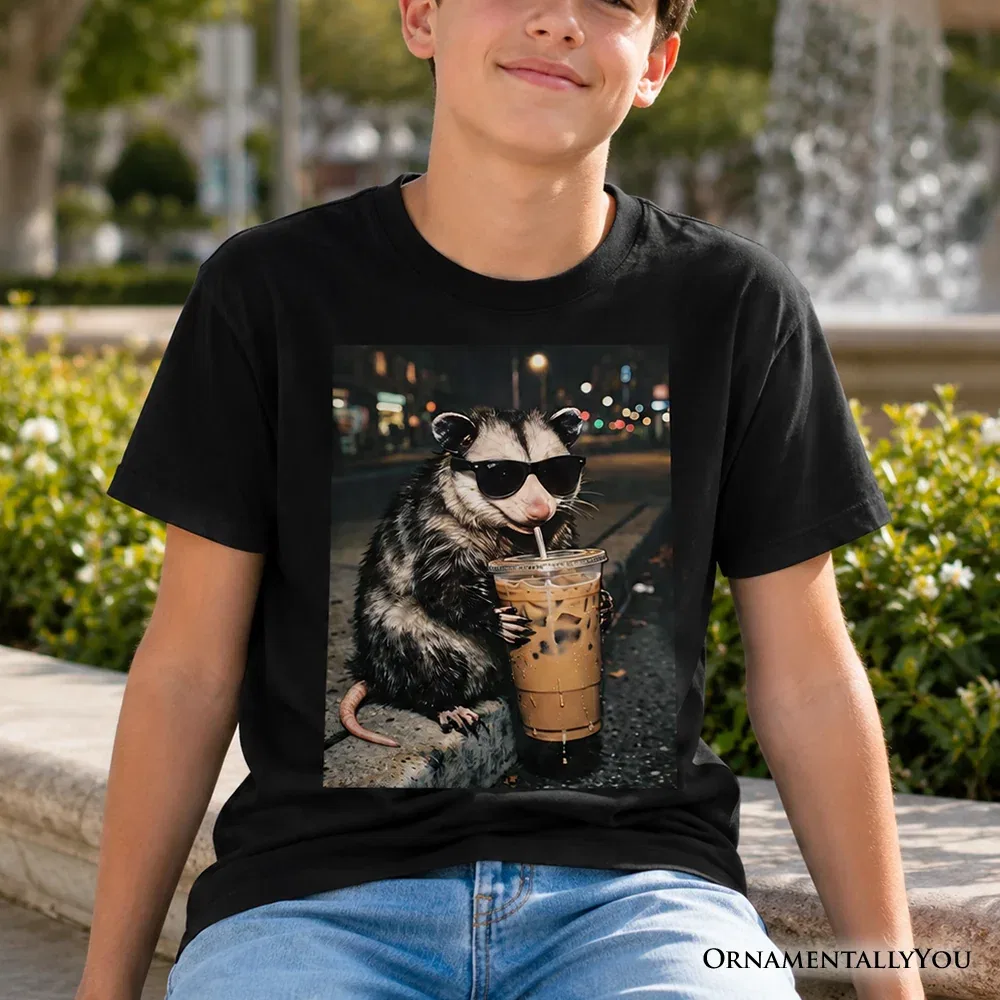 Детская футболка с принтом Iced Coffee Opossum OrnamentallyYou, Dark Grey — фото 2