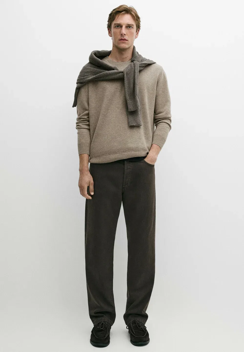 Джинсы зауженного кроя - джинсы прямого кроя Massimo Dutti, Dark Brown — фото 2