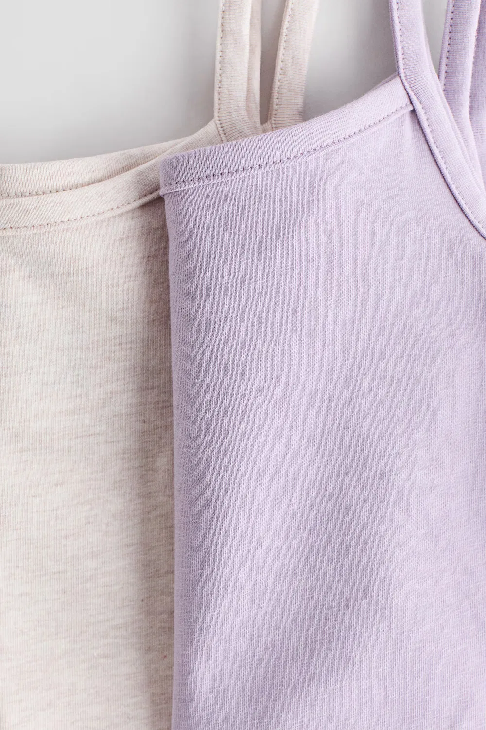 Комплект из 2 хлопковых маек H&M, Helllila/Hellbeige — фото 2