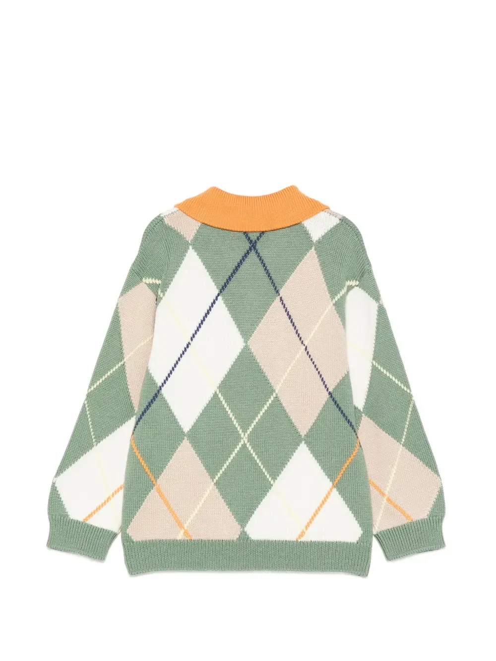 Шерстяной свитер с длинными рукавами и логотипом FF Fendi Kids, зеленый — фото 2