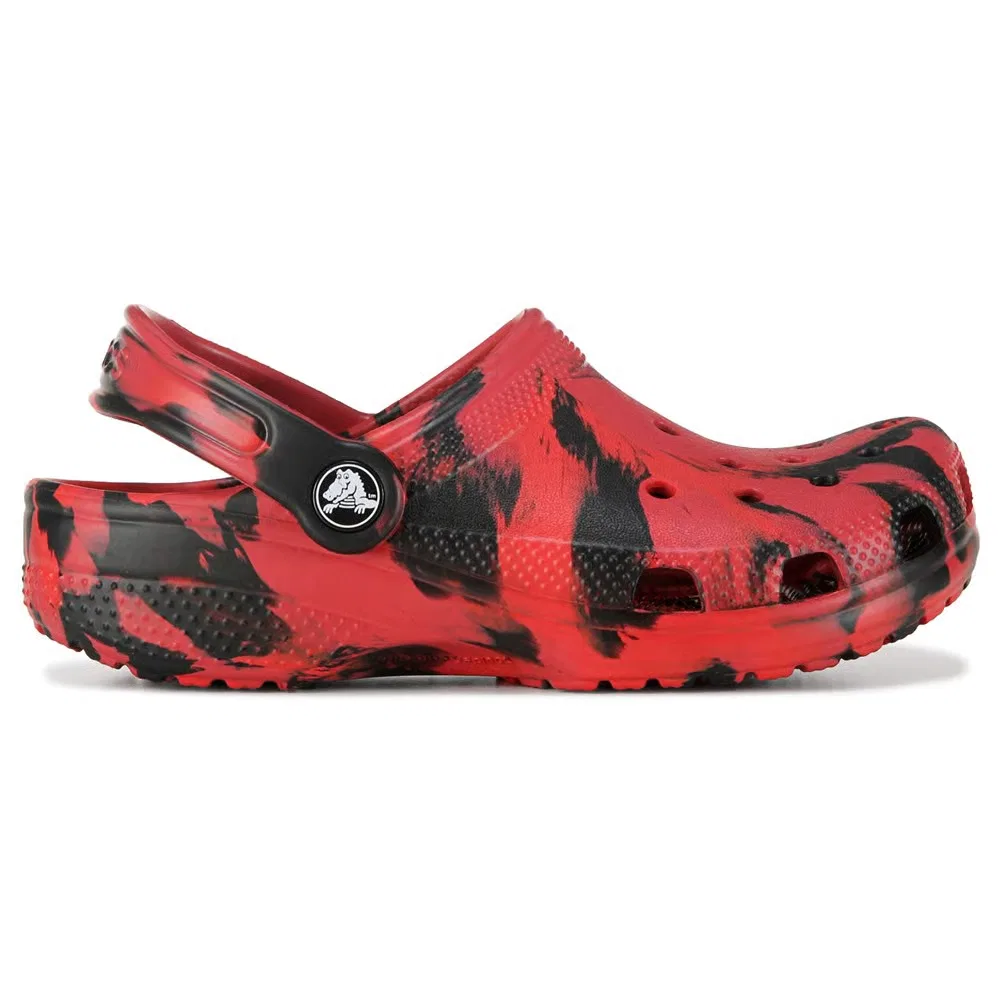 Детские классические сабо с мраморным рисунком Crocs, Red Pepper/Black — фото 2