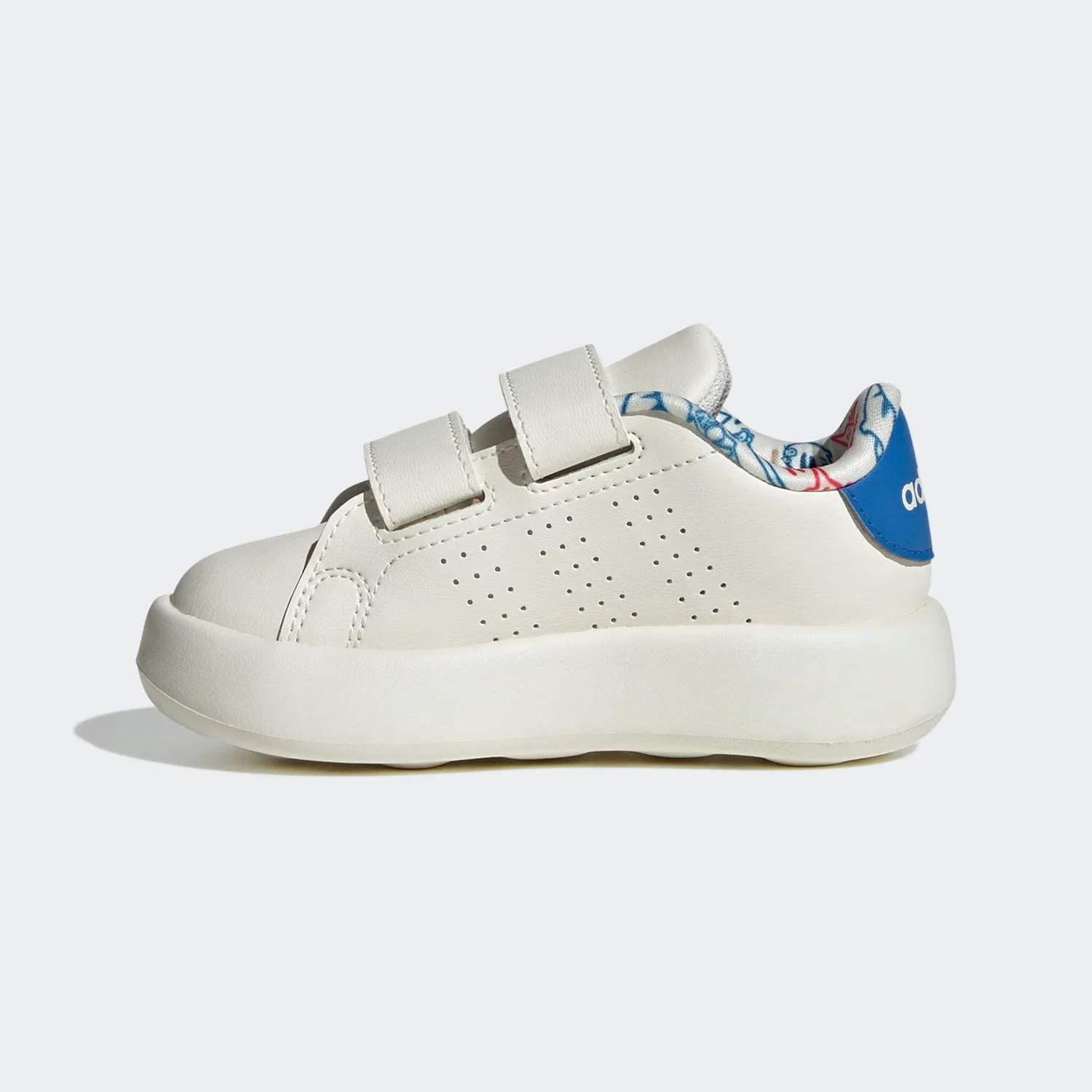 Детские кроссовки с динозаврами Adidas Sportswear, Off White / Bright Royal / Semi Lucid Red — фото 3