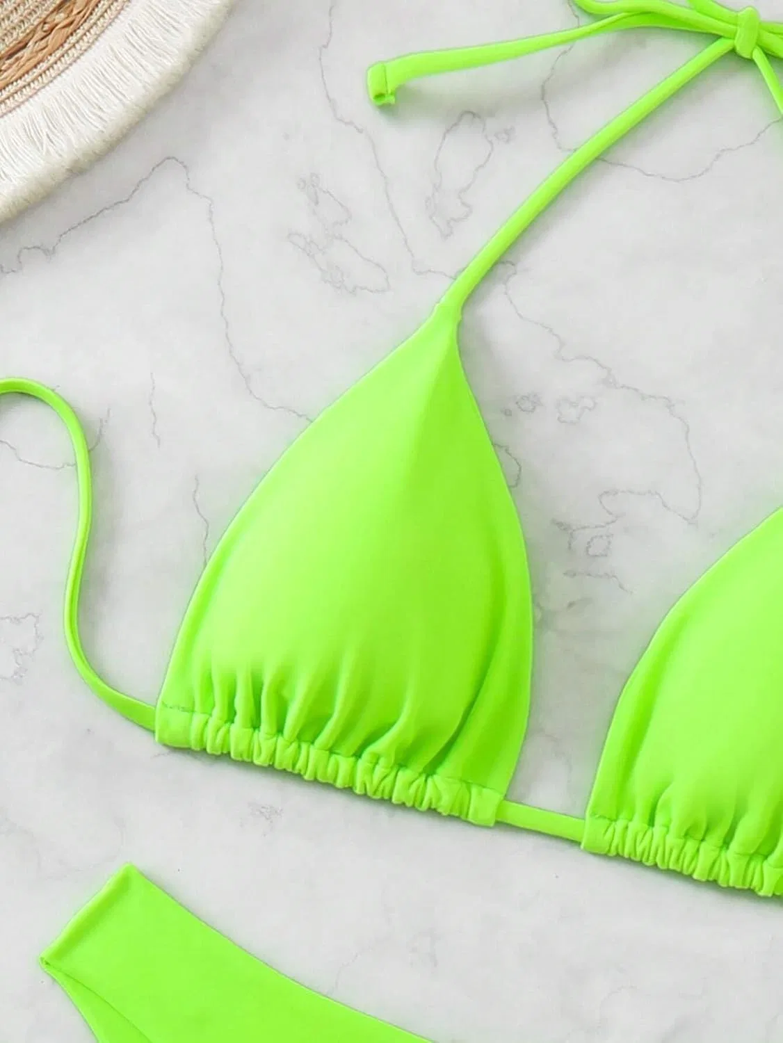 Женский бикини-сет с высокой талией и открытой спиной, Lime Green — фото 3