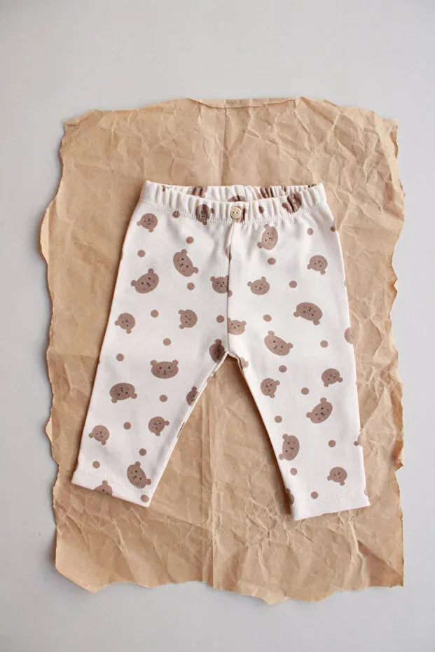 Детские леггинсы для девочек с принтом Teddy Bear Printed Oh La La Koala For Little Ones, Nude Color