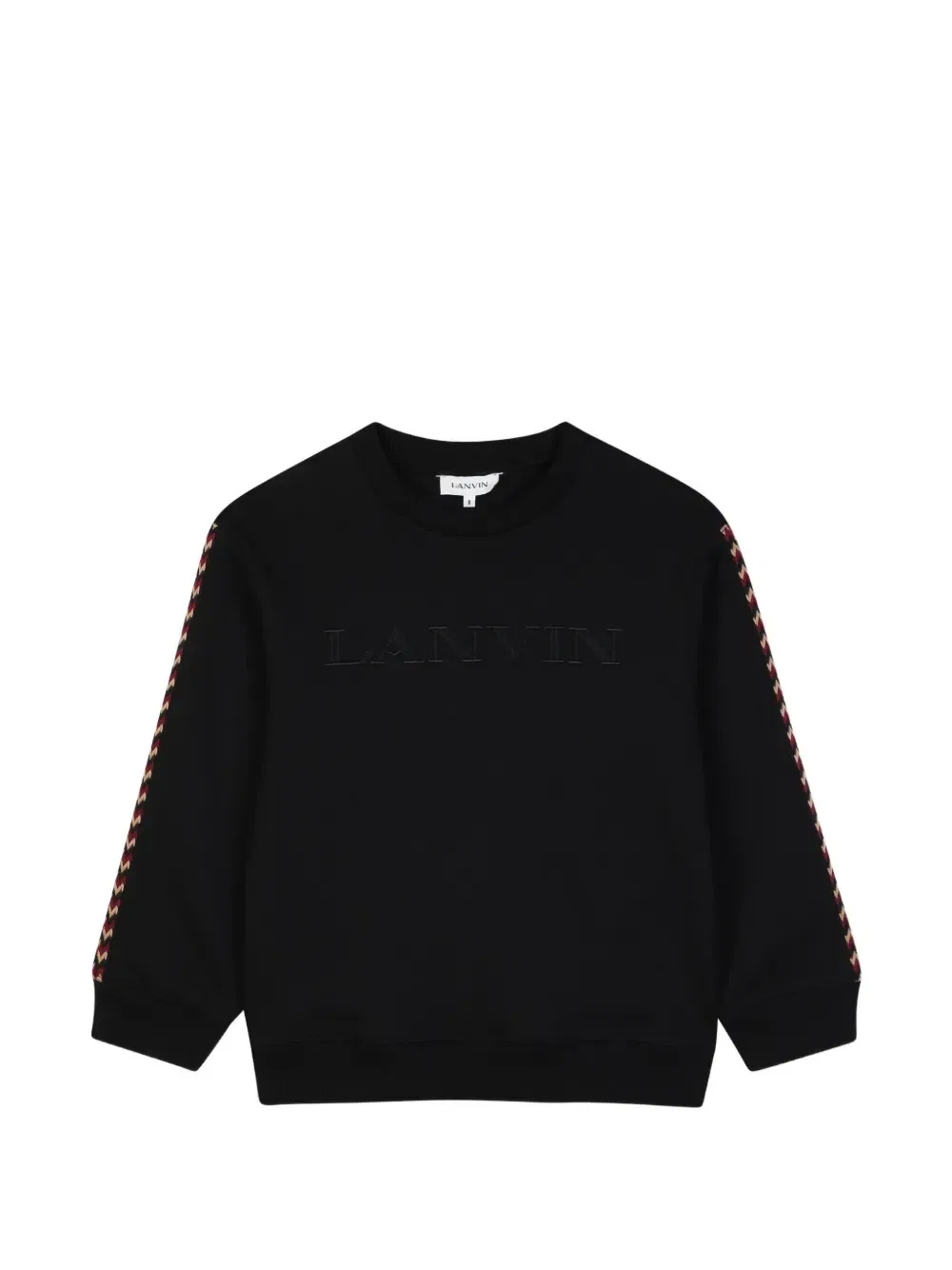 Толстовка с вышивкой логипа и делкой елочкой Lanvin Enfant, черный