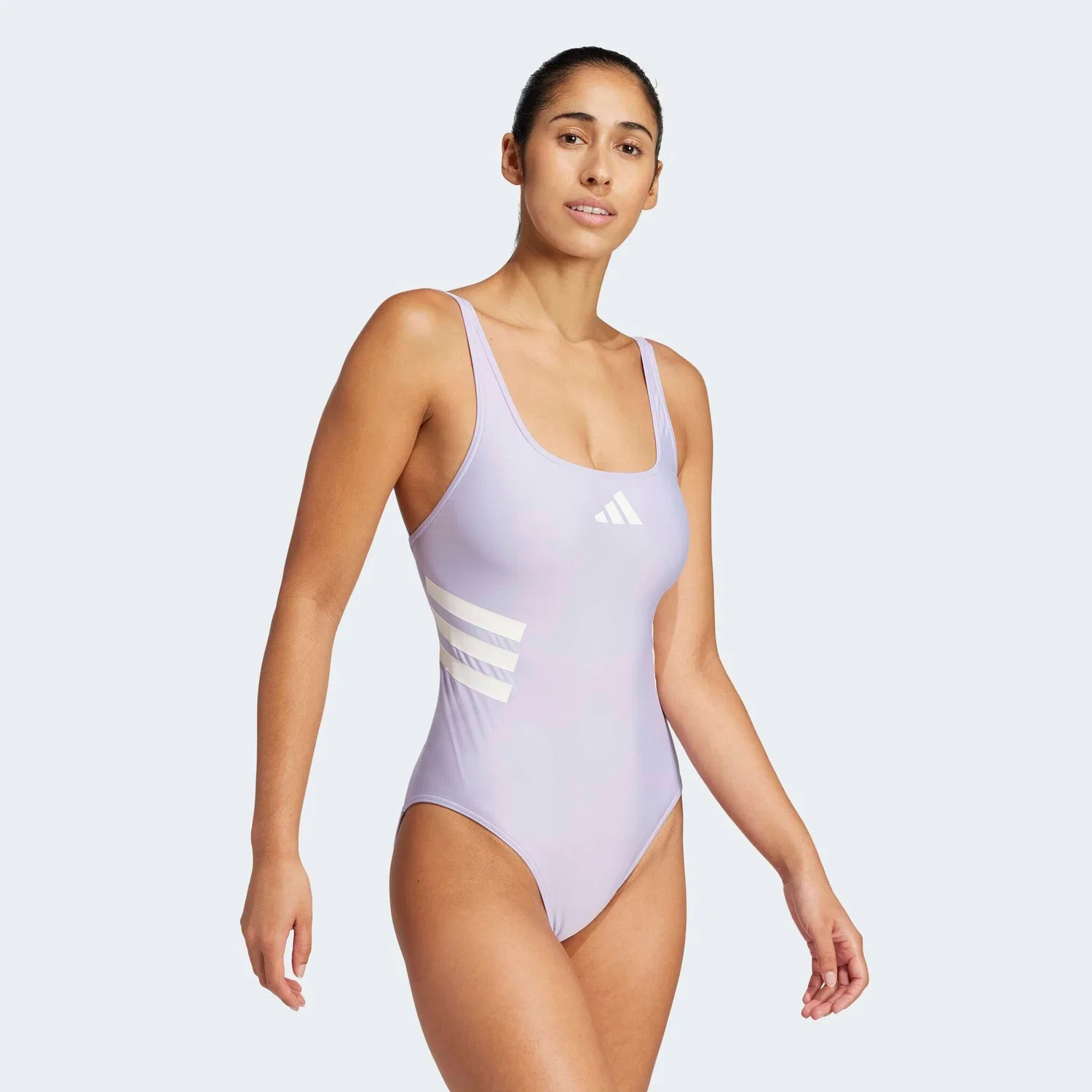 Женский спортивный купальник с U-образной спинкой Adidas Performance, Violet Tone/Warm Vanilla — фото 2