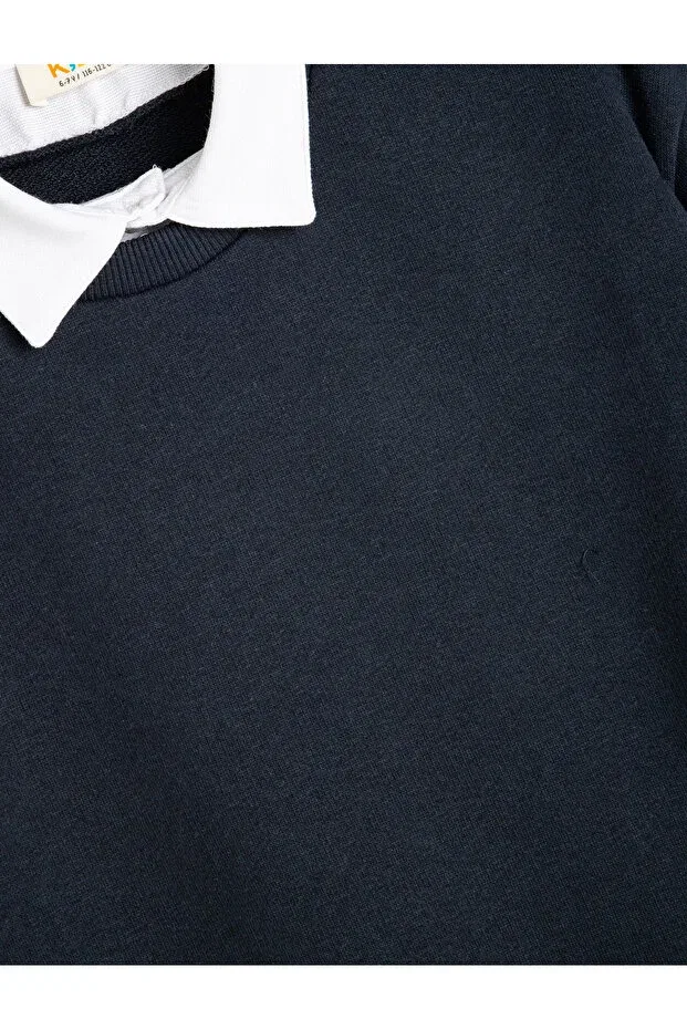 Детские свитшот для мальчиков оверсайз с поло-воротником Koton, Navy Blue — фото 3