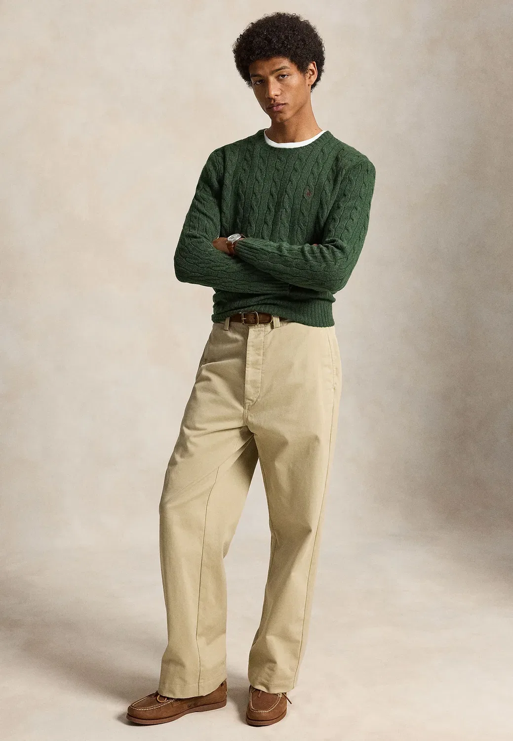 Свитер-Джемпер крупной вязки из шерсти и кашемира Polo Ralph Lauren, Lodgepole Pine Heather — фото 2