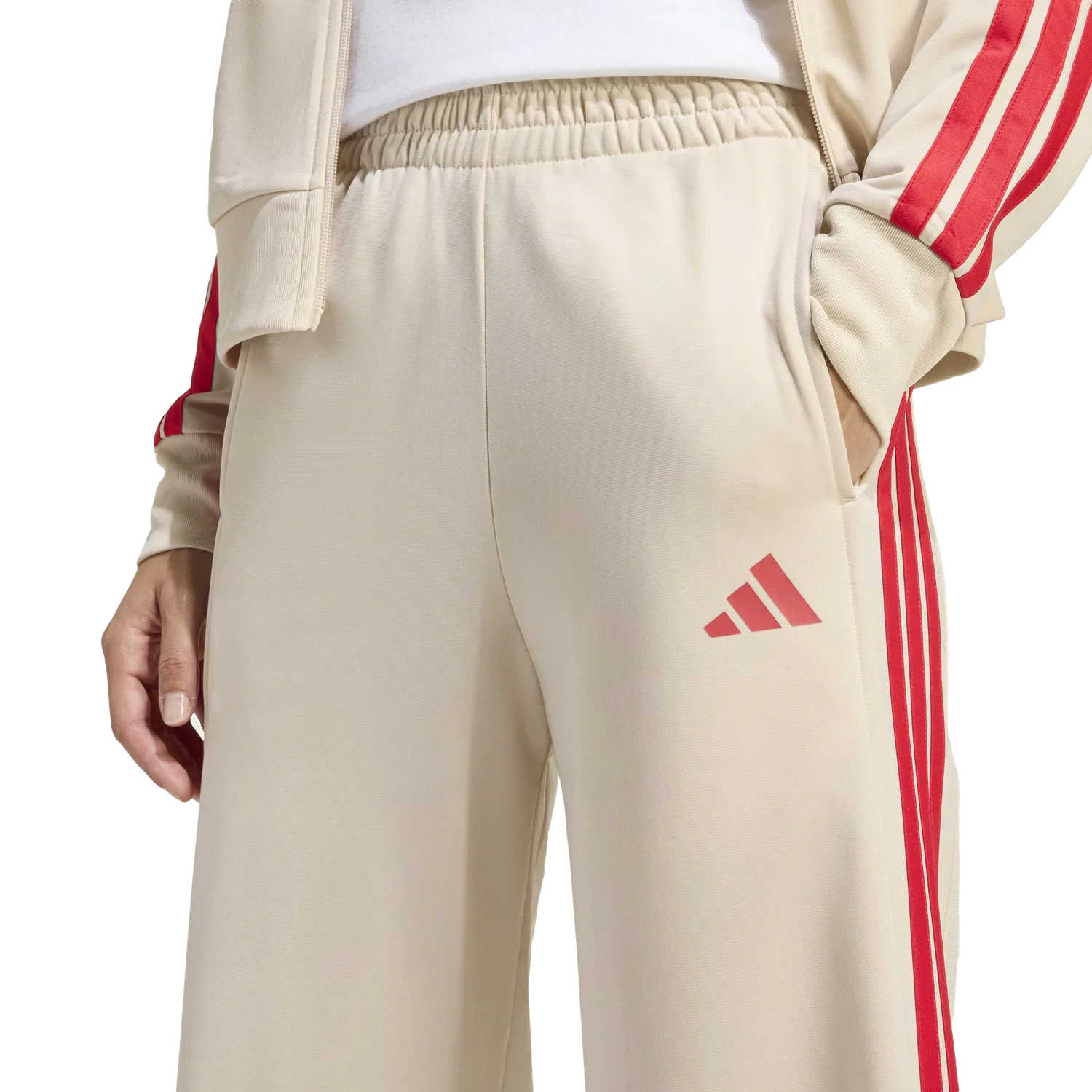 Женские спортивные брюки свободного кроя Adidas, кремовый — фото 4