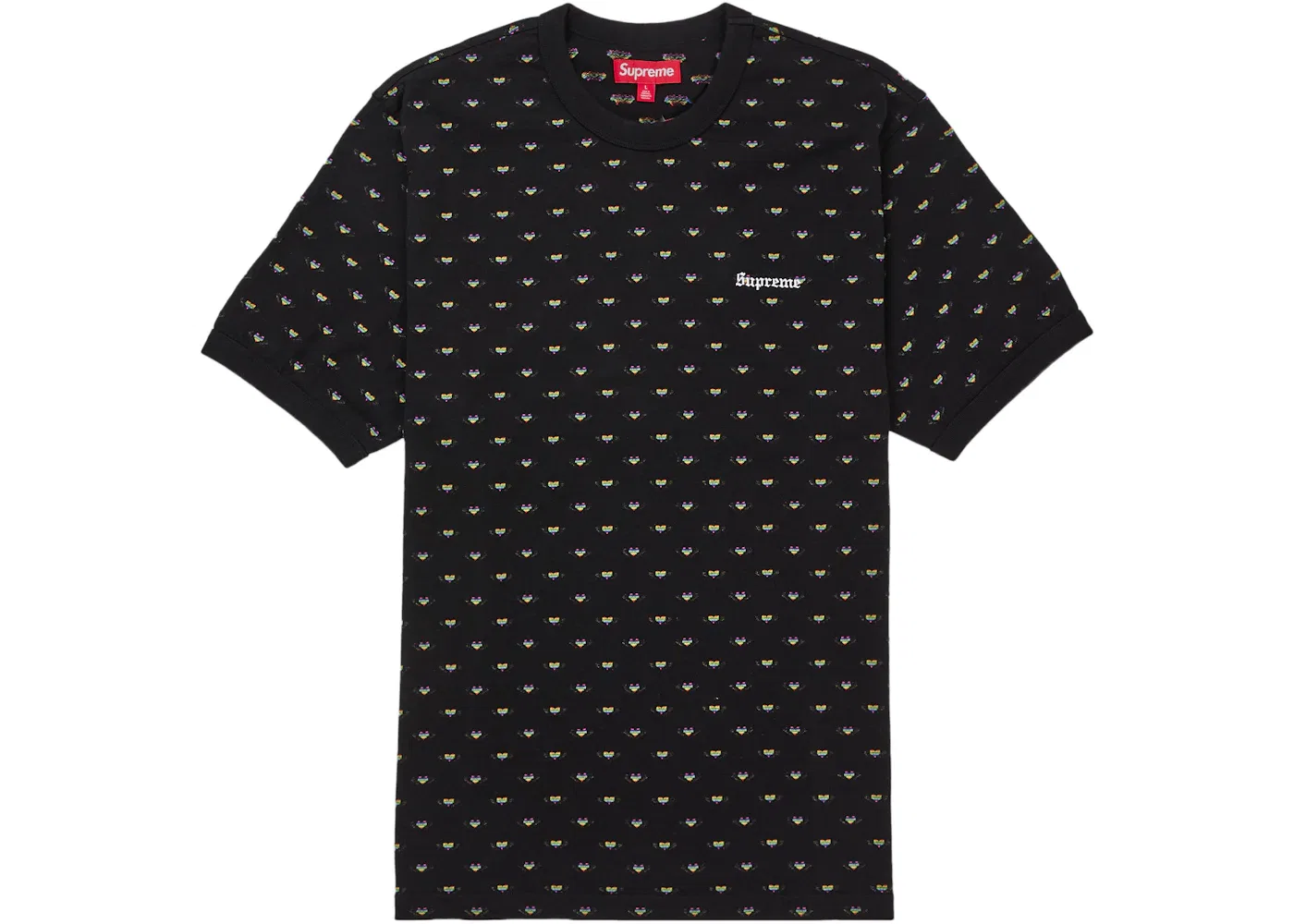 Мужская футболка с интарсией Supreme Hearts Intarsia Ringer Tee Supreme, Black