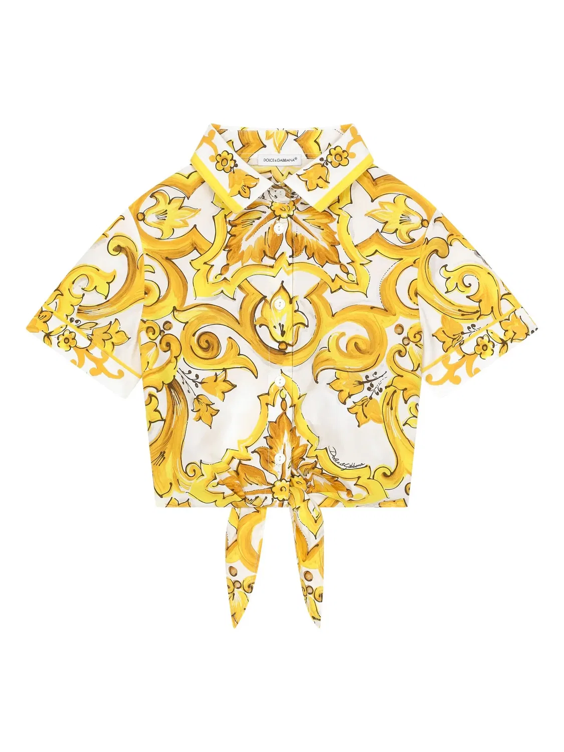 Рубашка Cropped с графическим принтом Dolce & Gabbana, желтый