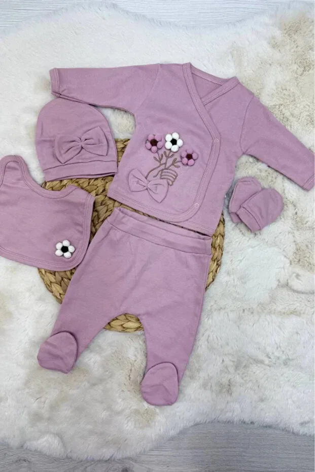 Детский комбинезон для новорожденных с тиснением Bamoola For Babies, Purple Embossing — фото 2