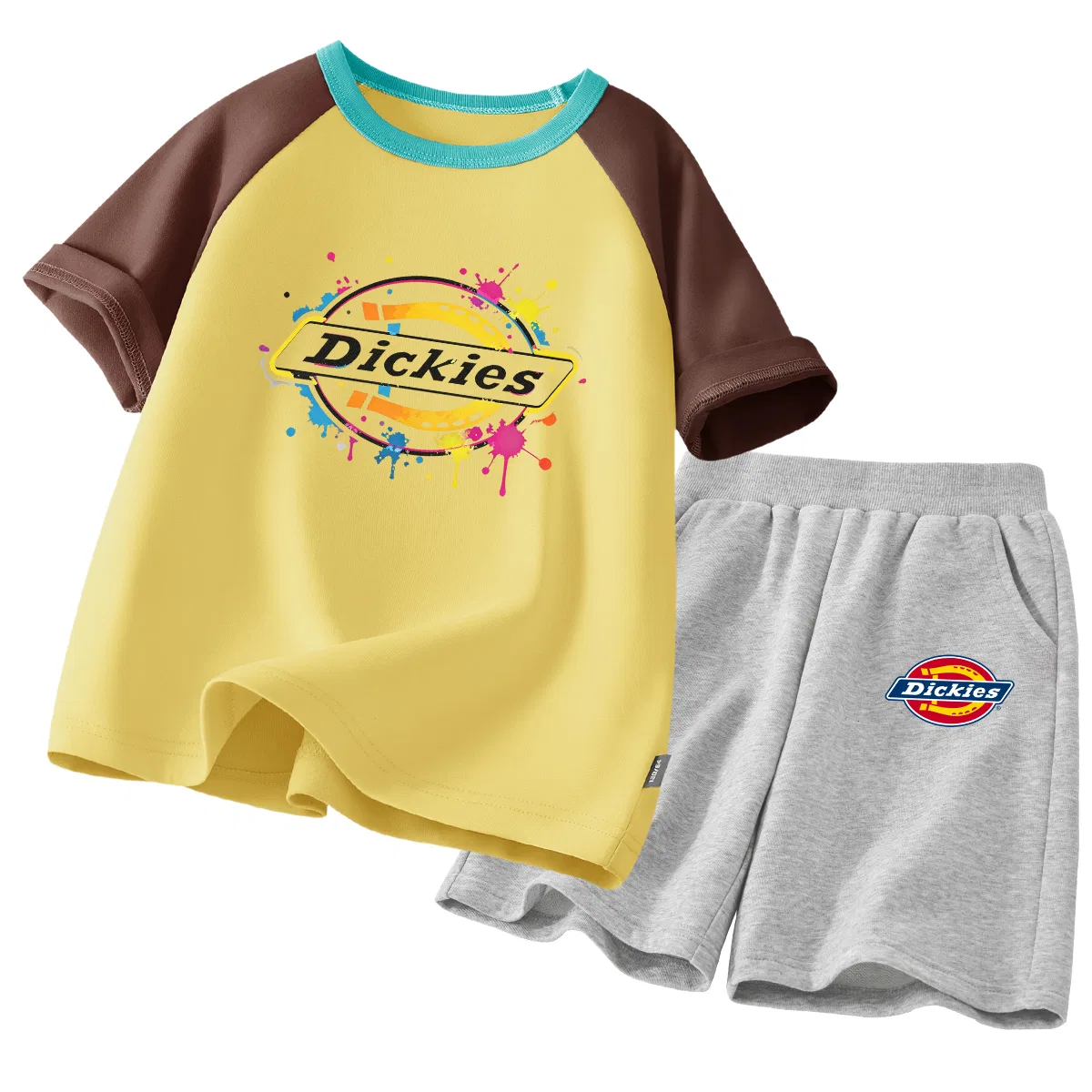 Детский спортивный комплект с принтом и логотипом Dickies, цвет Spray Brown Yellow+S Logo K Gray