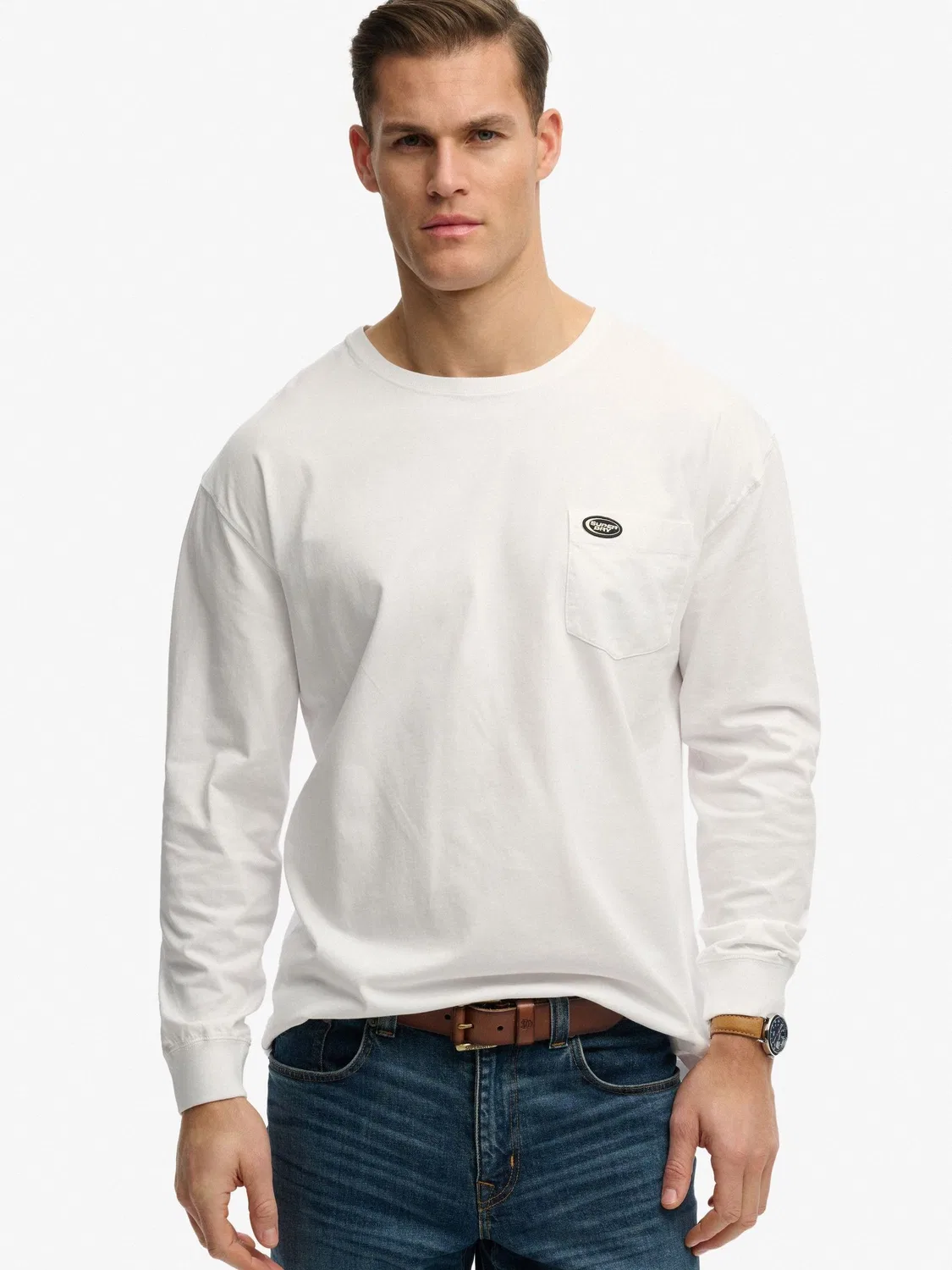 Футболка с длинным рукавом, свободная Superdry, белая