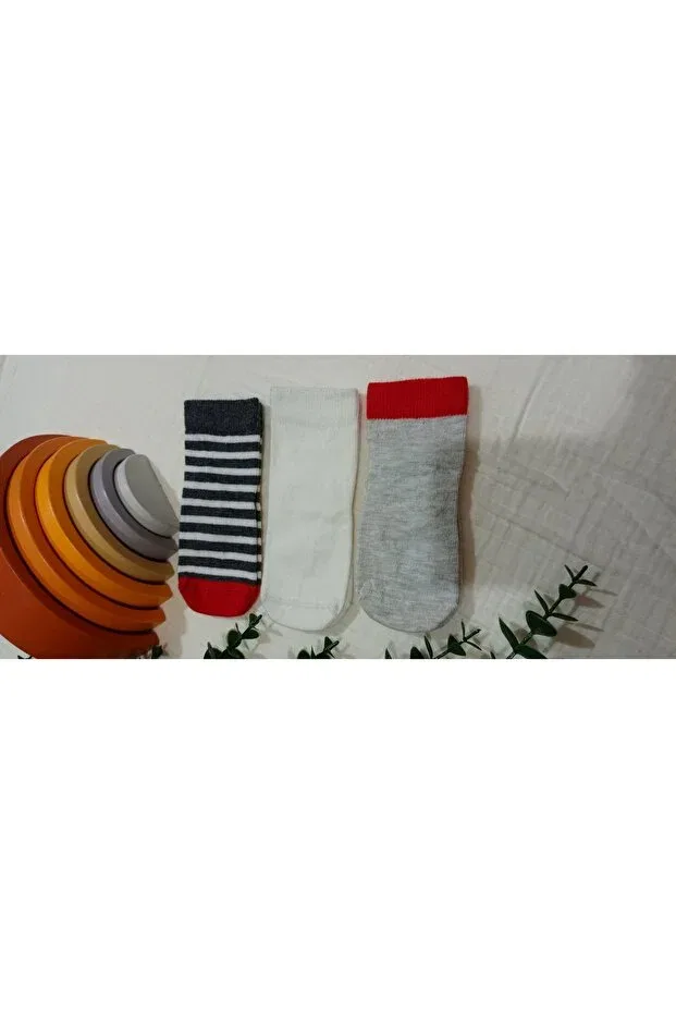 Детские носки с нескользящей подошвой 3 шт Bebek Meselesi, Red