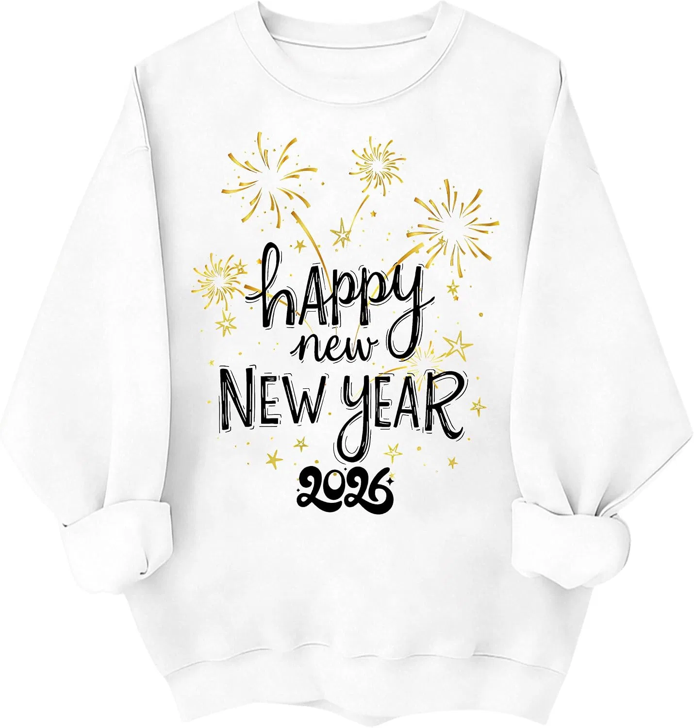 Свитшот для женщин и мужчин, с принтом, Happy New Year 2026, белый