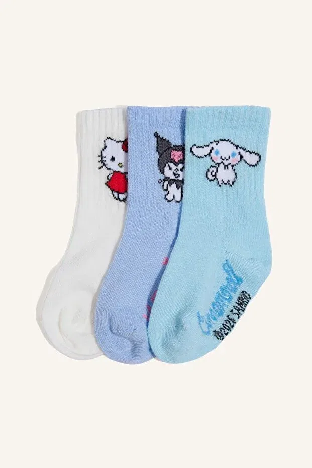 Детские носки с длинным паголенком с принтом Hello Kitty 3-pack Defacto, Multicolor-Kr1