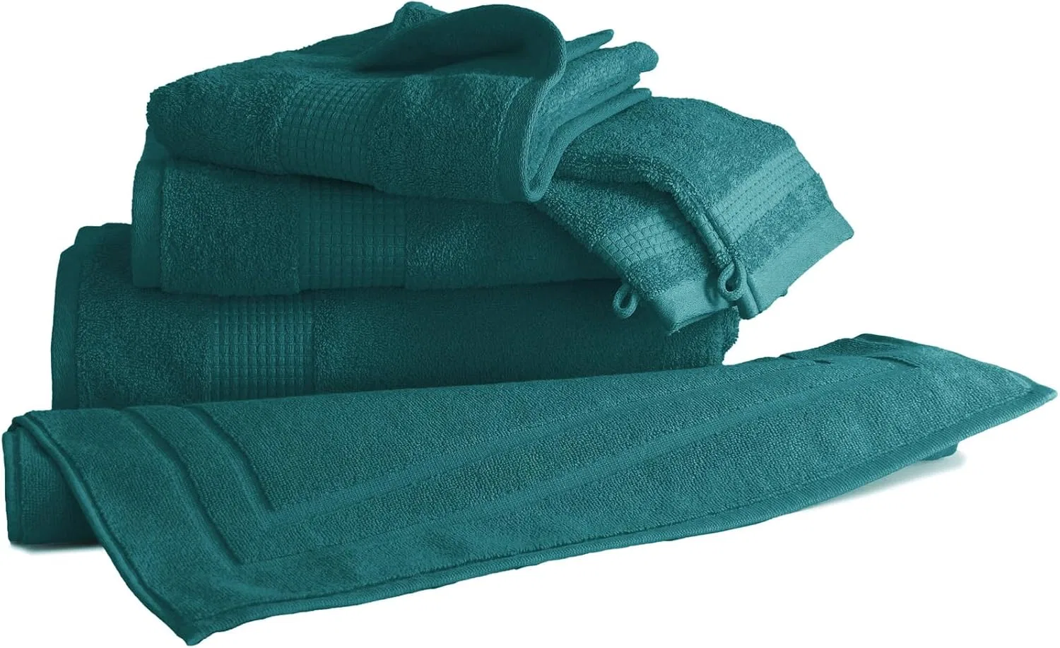Мочалка 100% хлопок 450 г/м² Le linge de Jules, набор 6 шт, 15x21 см, Blue (Bleu Canard) — фото 3