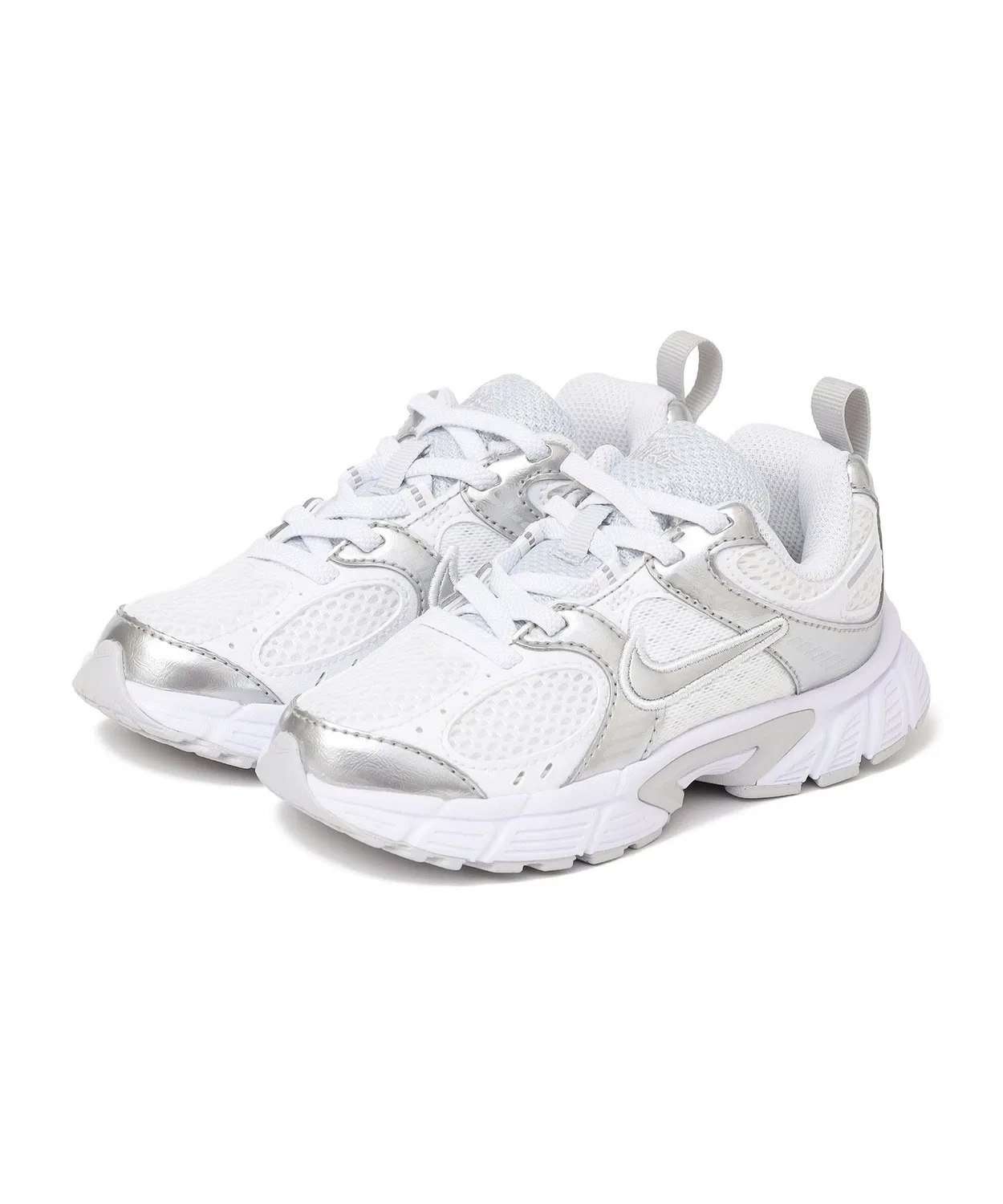 Детские кроссовки с эластичными шнурками V5 RNR PS NIKE, White/Pure Platinum/Metallic Silver