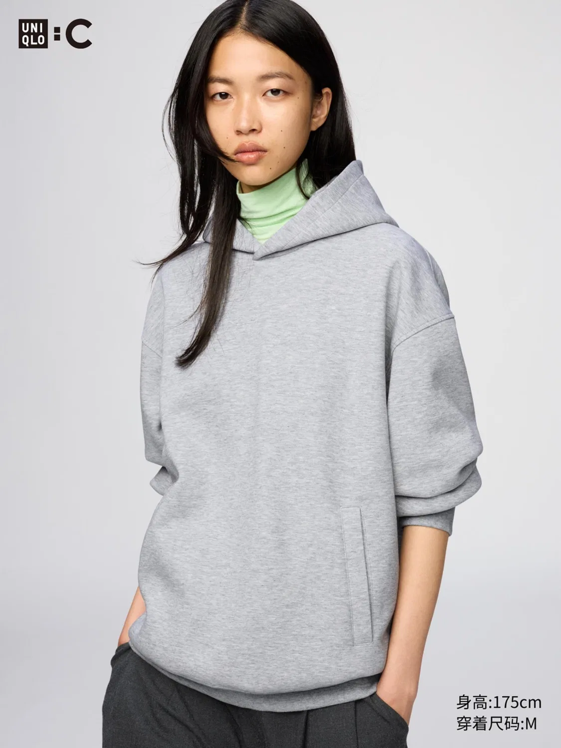 Толстовка свободная с длинным рукавом Uniqlo, бежевый — фото 3