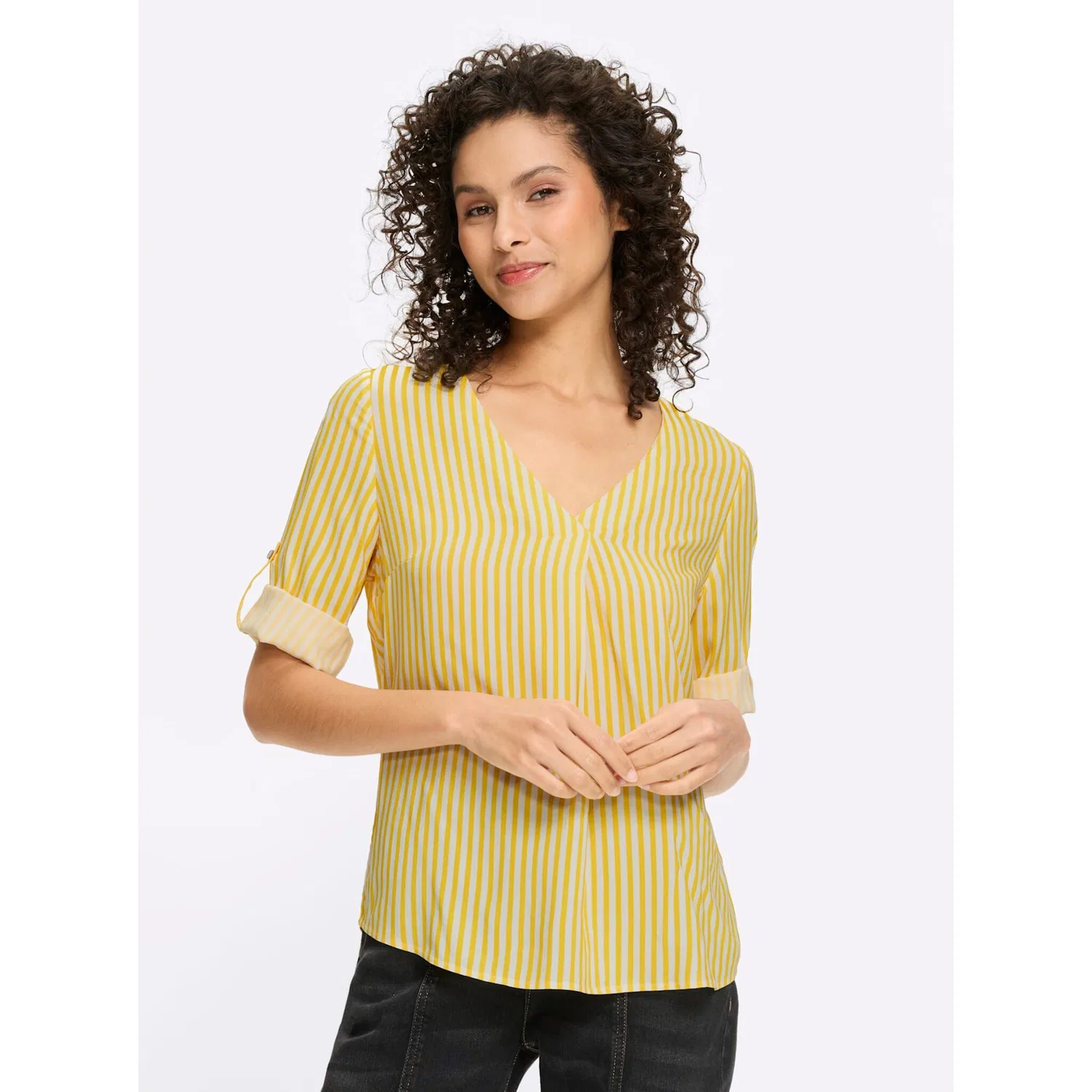 Женская блуза в полоску heine, Yellow/Ecru Striped