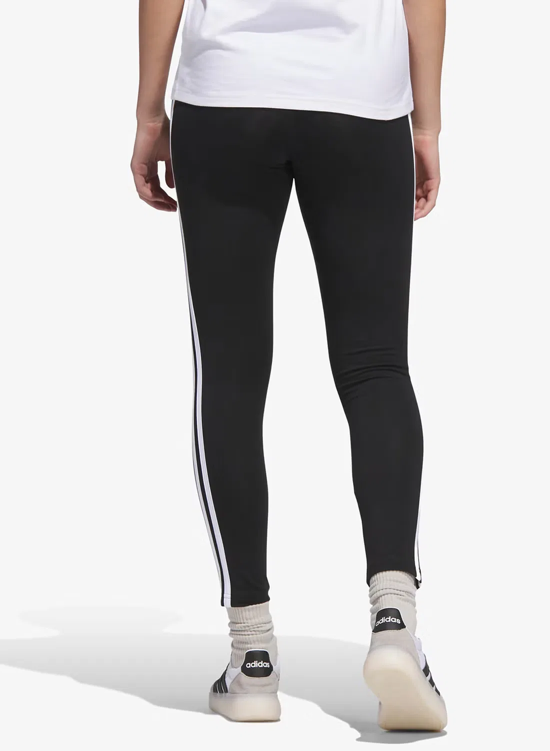 Леггинсы с высокой посадкой Essentials 3-Stripes Adidas, черный — фото 2