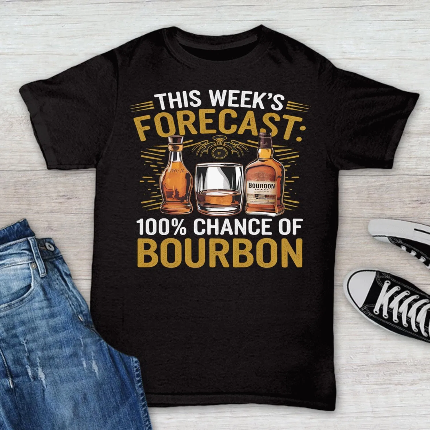 Мужская футболка с принтом 100% Chance of Bourbon, Black — фото 3