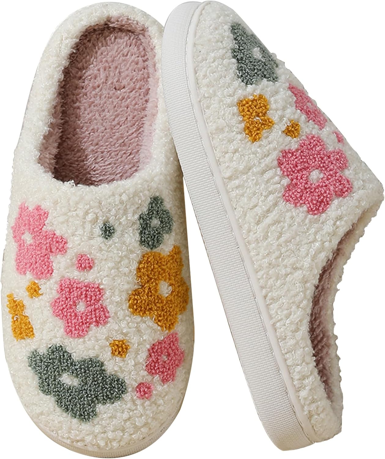 

Тапочки с шляпой ковбоя и злыми глазами, милые теплые уютные домашние туфли, мягкие плюшевые пушистые тапочки для женщин и мужчин Wqqz, Colorful Flower