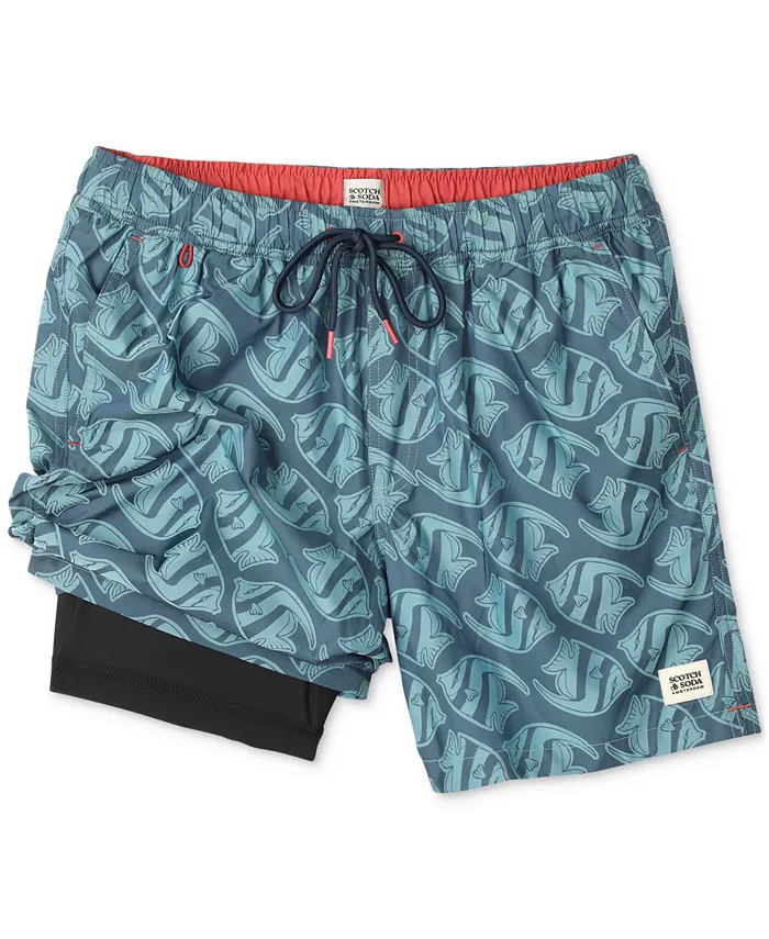 

Мужские плавки Low Tide с принтом рыбы SCOTCH & SODA, синий
