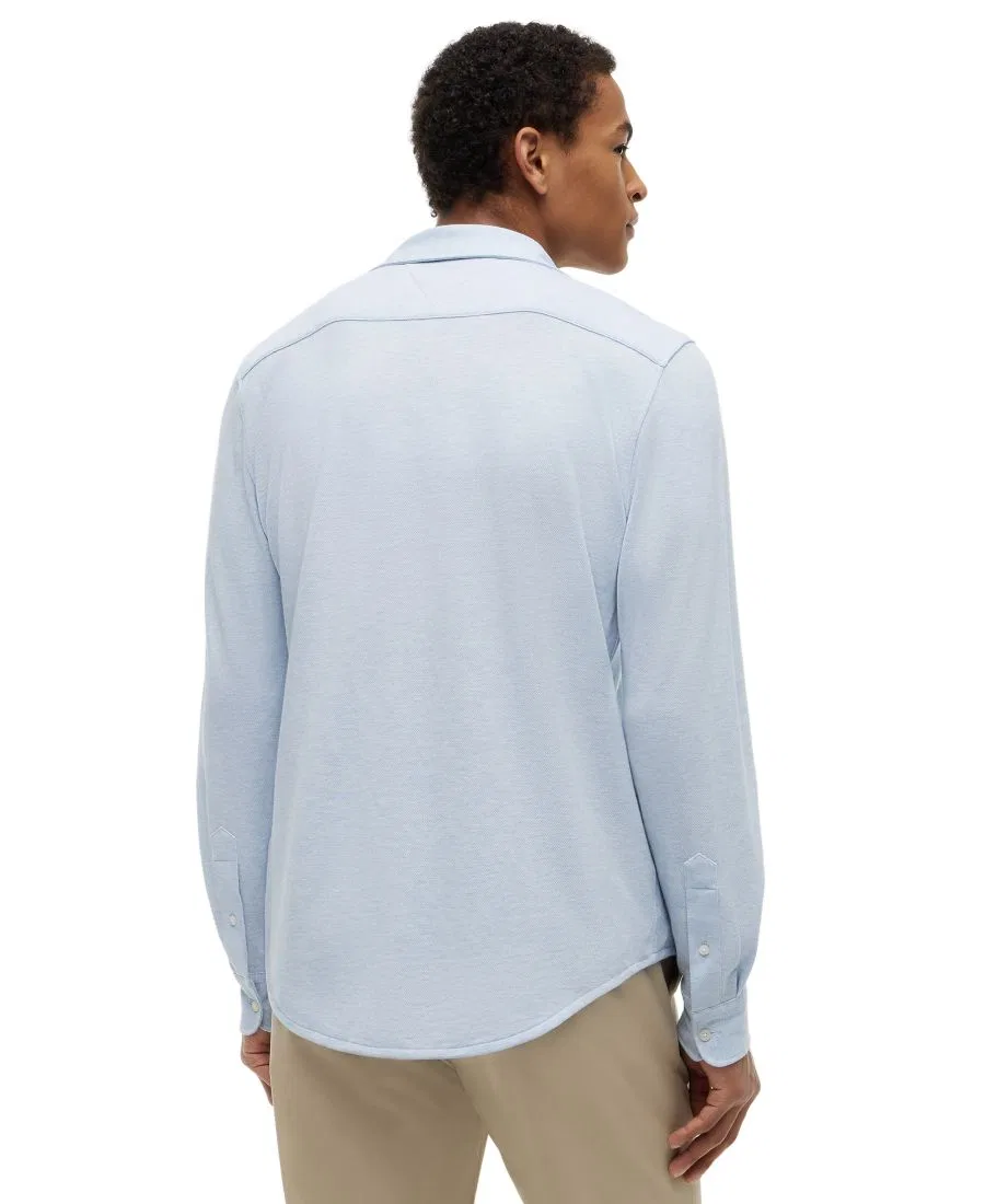 Рубашка поло с длинным рукавом, модель Textured Knit Featherweight Tommy Hilfiger, Light Blue Heather — фото 4