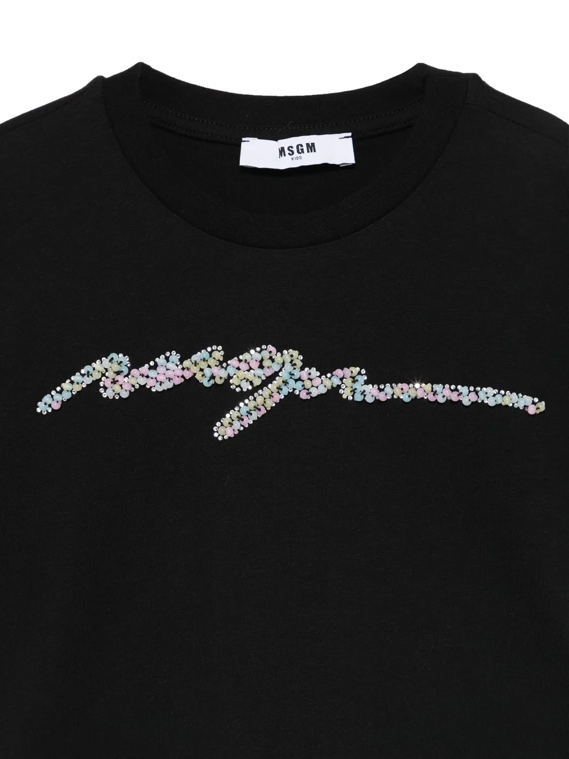 Футболка с деталью логотипа из бусин MSGM, черный — фото 2