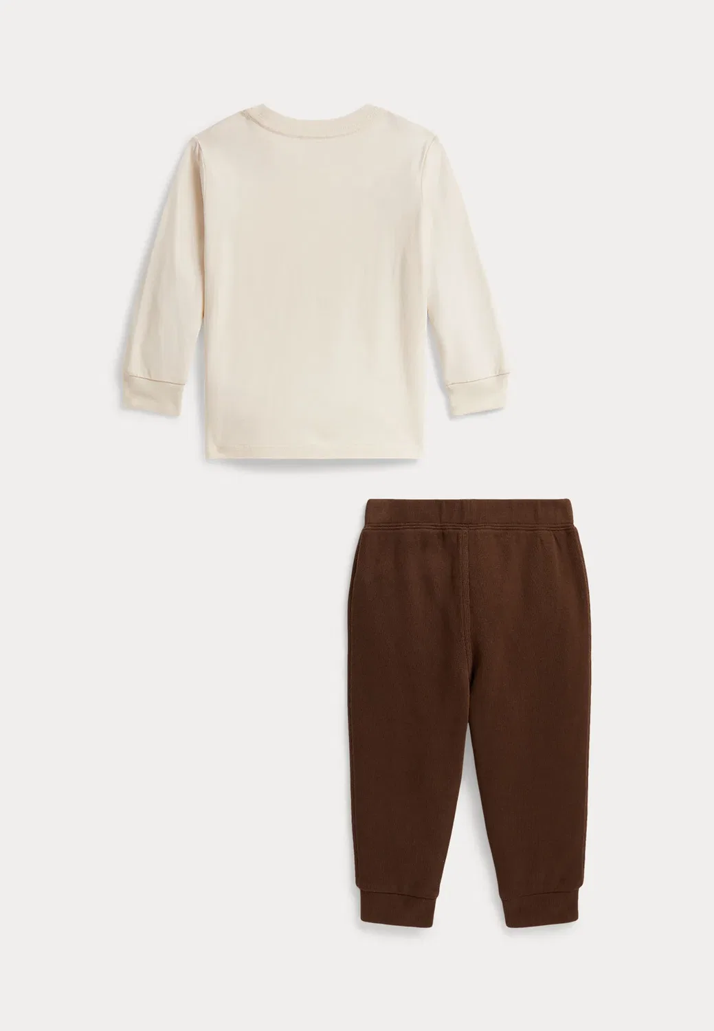 Хлопковая футболка Polo Bear и спортивные брюки (0-2 года) - футболка с длинными рукавами Polo Ralph Lauren, Estate Cream — фото 2