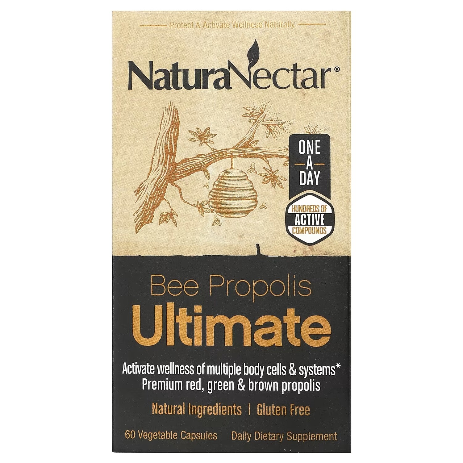 

Пчелиный Прополис NaturaNectar Ultimate, 60 вегетарианских капсул