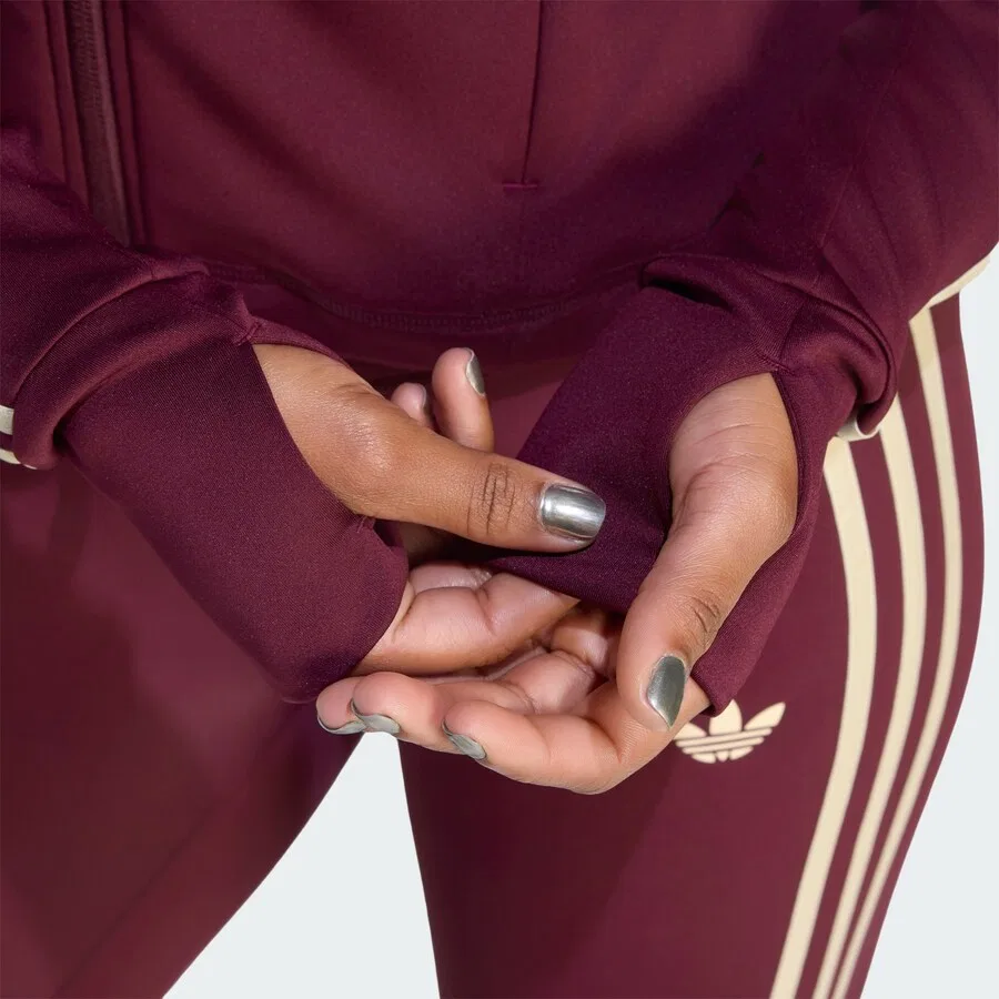 Спортивная толстовка на молнии ADIDAS PERFORMANCE Athletic Zip-Up Hoodie 'SST' бордового цвета — фото 3