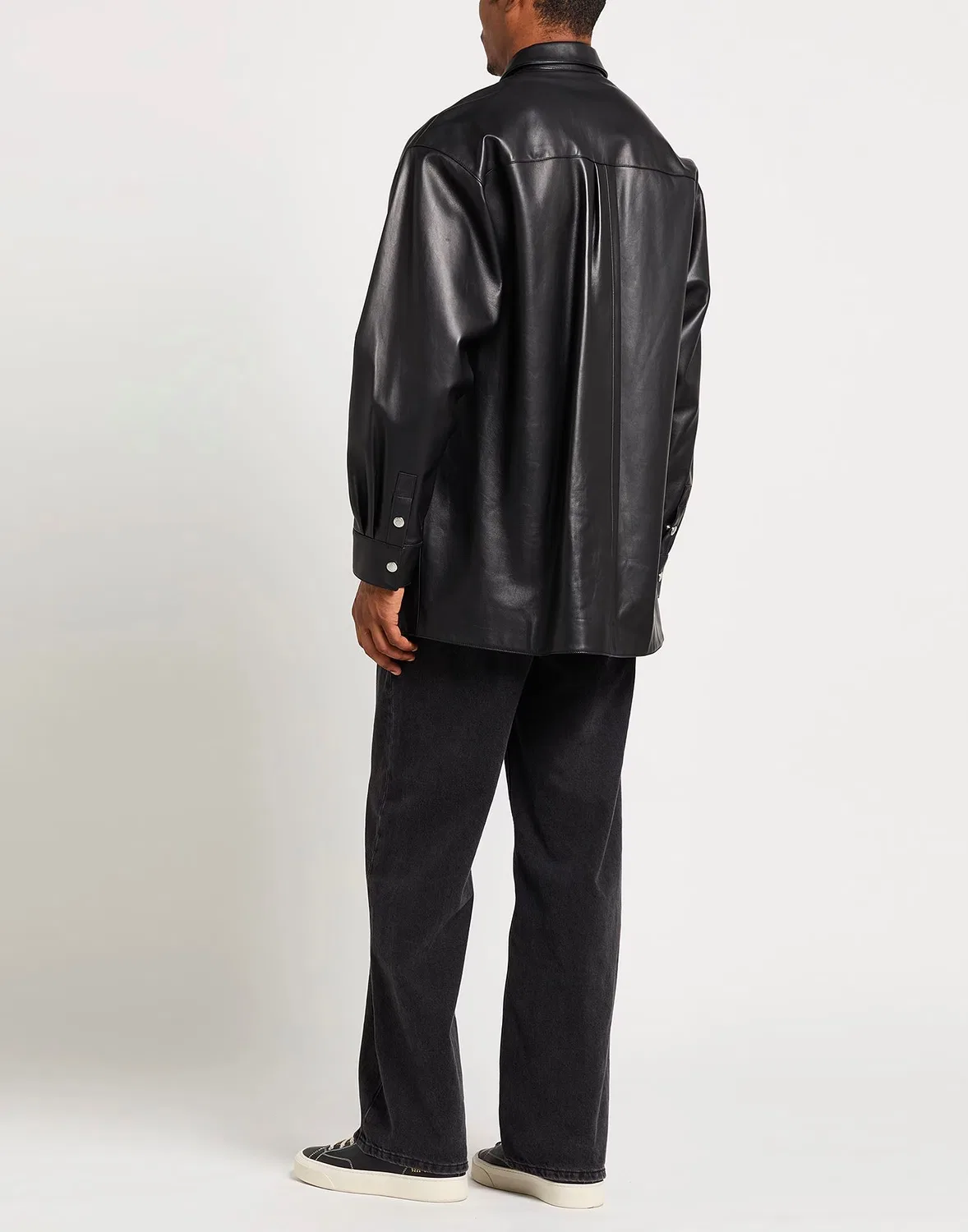 Мужская overshirt из кожи с логотипом Balmain, черный — фото 3