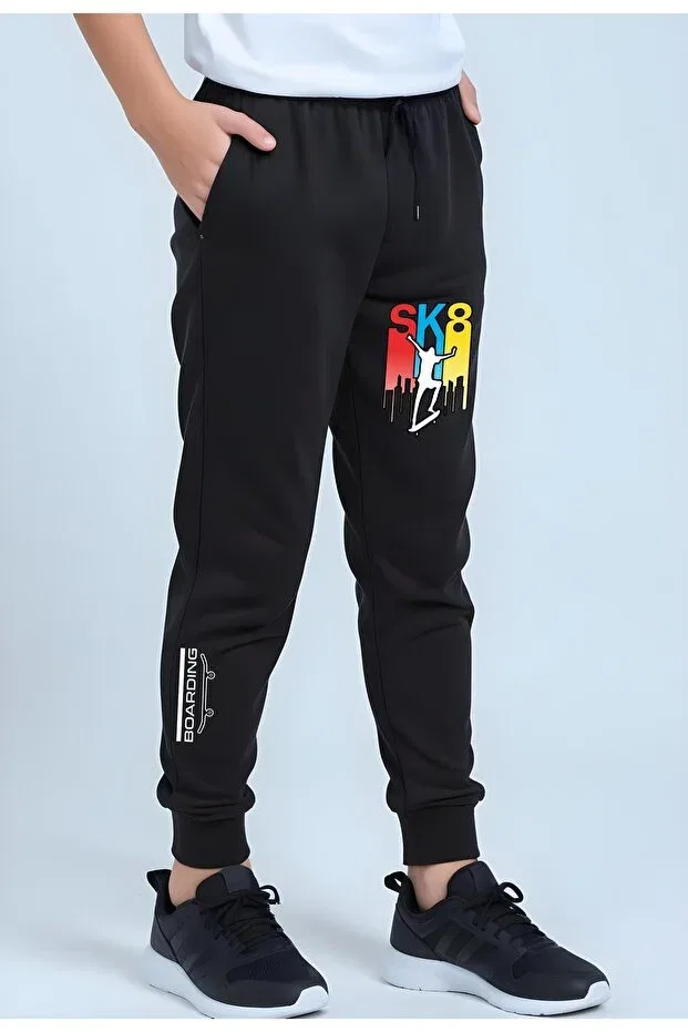 Детские спортивные штаны для мальчиков с принтом pocket-sk8 Fyk Kids, Black