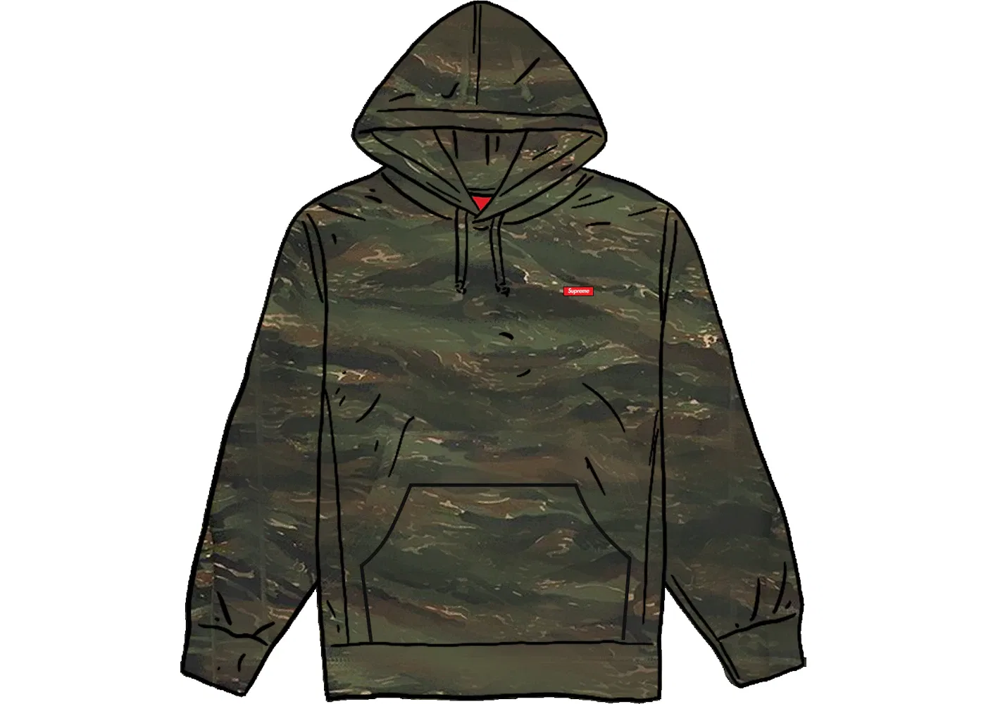 Мужская худи с камуфляжным принтом Small Box Hoodie Supreme, Tigerstripe Camo