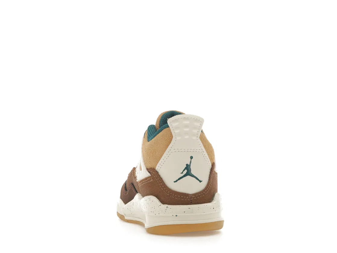 Детские кроссовки Lifestyle с контрастными акцентами Jordan 4 Retro, Cacao Wow/Geode Teal/Ale Brown/Twine/Sail/Luminous Green — фото 4