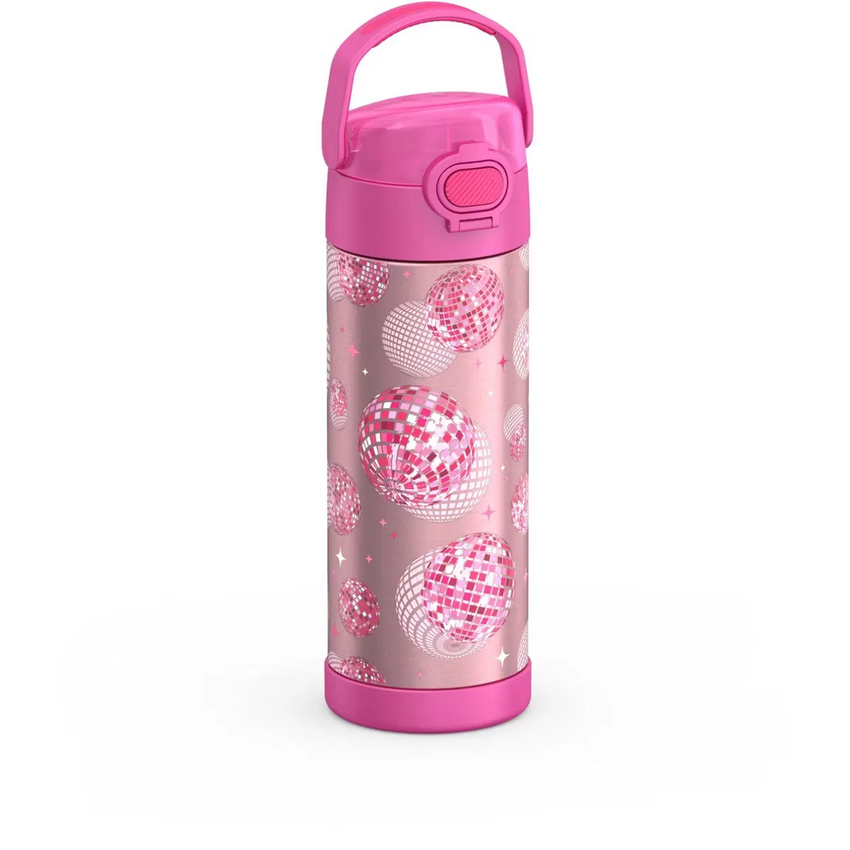 Детская бутылка для воды 470 мл из нержавеющей стали с ручкой FUNtainer Thermos, Pink Disco — фото 3